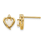 14k 5x3 Oval October/Opal and Diamond Heart Earrings
