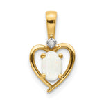 14k 6x4 Oval October/Opal and Diamond Heart Pendant