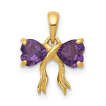 14k Gold Polished Amethyst Bow Pendant