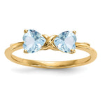 14k Polished March/Aquamarine Bow Size 7 Ring
