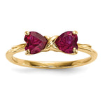 14k Polished July/Lab Created Ruby Bow Size 7 Ring