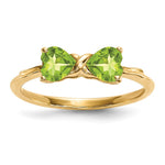 14k Polished August/Peridot Bow Size 7 Ring