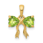 14k Gold Polished Peridot Bow Pendant