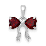 14k White Gold Polished Garnet Bow Pendant