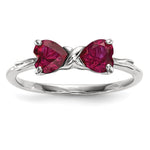 14k White Gold Polished Created Ruby Bow Ring