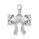 14k White Gold Polished White Topaz Bow Pendant