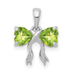 14k White Gold Polished Peridot Bow Pendant