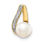 14k and Rhodium 7- Button White Freshwater Cultured Pearl and Diamond Pendant