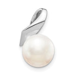 14k White Gold 8- Button FWC Pearl Satin Finish Pendant Slide