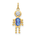 14k September Boy Synthetic Birthstone Charm