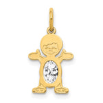 14K Boy Charm 6x4 Oval Genuine White Topaz-April