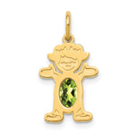14K Girl Charm 6x4 Oval Genuine Peridot-August