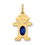 14K Girl Charm 6x4 Oval Genuine Sapphire-September