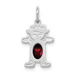 14K White Gold Girl 6x4 Oval Genuine Garnet-January