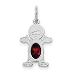14K White Gold Boy 6x4 Oval Genuine Garnet-January