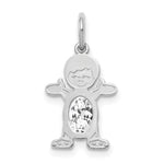 14K White Gold Boy Charm 6x4 Oval Genuine White Topaz-April