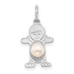 14K White Gold Boy Charm Freshwater Cultured Pearl-June