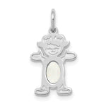 14K White Gold Girl Charm 6x4 Oval Genuine Opal-October