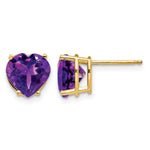 14k Heart Amethyst Post Earrings