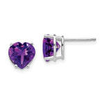 14k White Gold Heart Amethyst earring