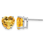 14k White Gold Heart Citrine Post Earrings