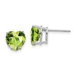 14k White Gold Heart Peridot earring