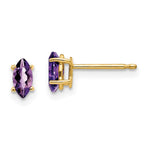14k 6x Marquise Amethyst earring