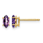 14k 6x Marquise Amethyst Post Earrings