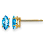 14k 6x Marquise Blue Topaz Post Earrings