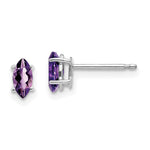 14k White Gold 6x Amethyst Marquise Stud Earrings