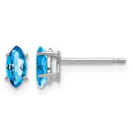 14k White Gold 6x Marquise Blue Topaz Post Earrings