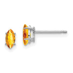 14k White Gold 6x Citrine Marquise Stud Earrings