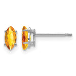 14k White Gold 6x Marquise Citrine Post Earrings