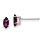 14k White Gold 6x Marquise Rhodolite Garnet Post Earrings