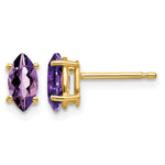 14k 7x Marquise Amethyst Post Earrings