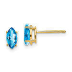 14k 7x Marquise Blue Topaz earring