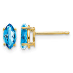 14k 7x Marquise Blue Topaz Post Earrings