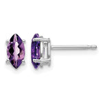 14k White Gold 7x Marquise Amethyst Post Earrings