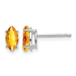 14k White Gold 7x Marquise Citrine Post Earrings