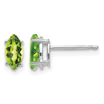14k White Gold 7x Marquise Peridot Post Earrings