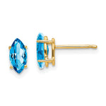 14k Blue Topaz Marquise Stud Earring