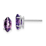 14k White Gold 8x Amethyst Marquise Stud Earring