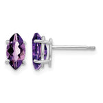 14k White Gold 8x Marquise Amethyst Post Earrings