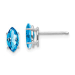 14k White Gold 8x Marquise Blue Topaz earring