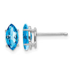 14k White Gold 8x Marquise Blue Topaz Post Earrings