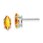 14k White Gold 8x Citrine Marquise Stud Earring