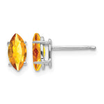 14k White Gold 8x Marquise Citrine Post Earrings
