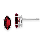 14k White Gold 8x Garnet Marquise Stud Earring