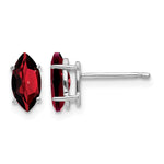 14k White Gold 8x Marquise Garnet Post Earrings