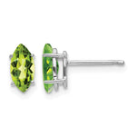 14k White Gold 8x Marquise Peridot Post Earrings